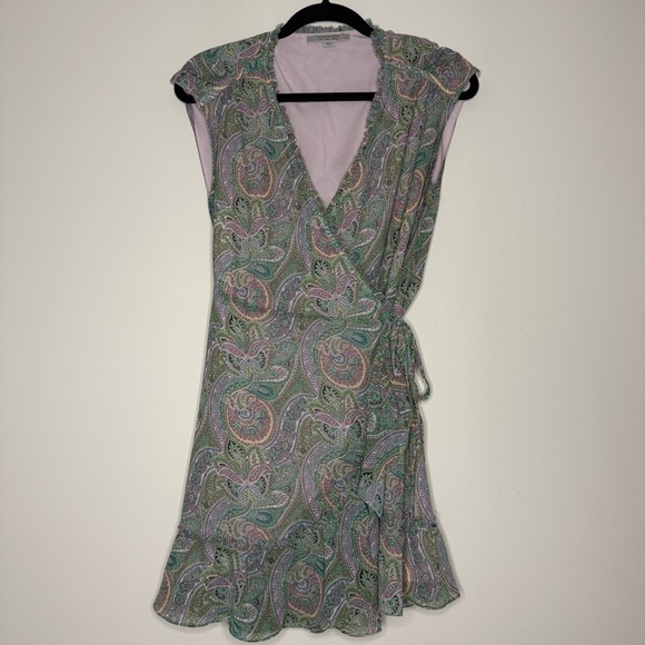 ALL SAINTS Zina Shahmina Paisley Floral Ruffle Wrap Style Spring Mini Dress - Picture 3 of 11
